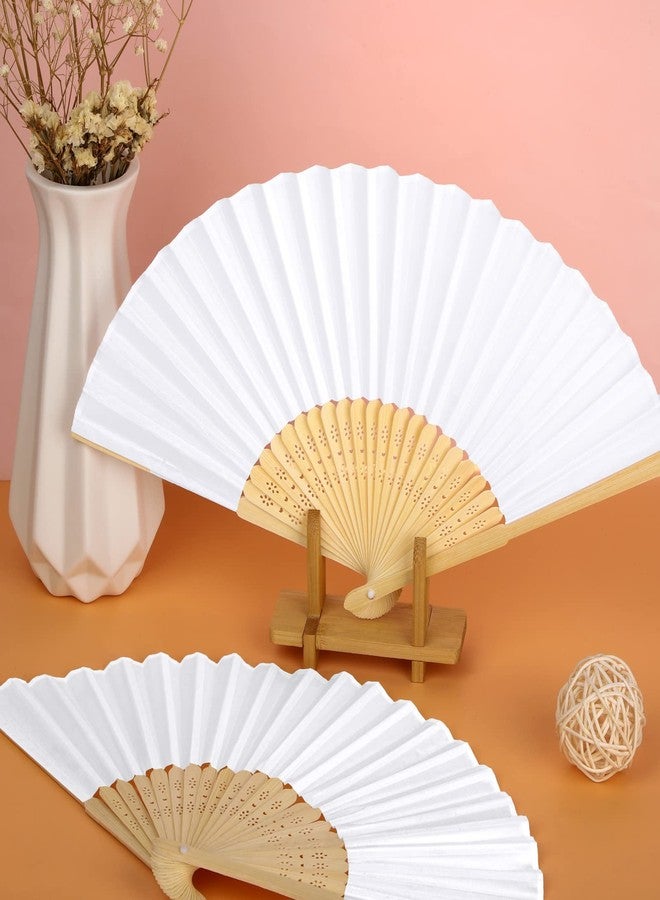 Aodaer 72 Pieces Silk Folding Fans with Fabric Sleeve Bamboo Folded Fans Handheld Folding Fans Decoration Fans for Wedding, Bridal Shower, Home Decoration, White - Image 5